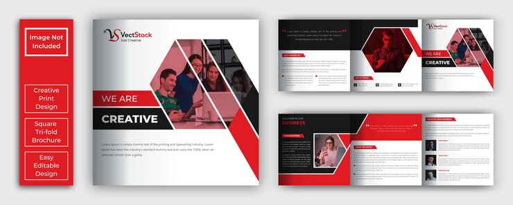 Vector corporate square trifold brochure template