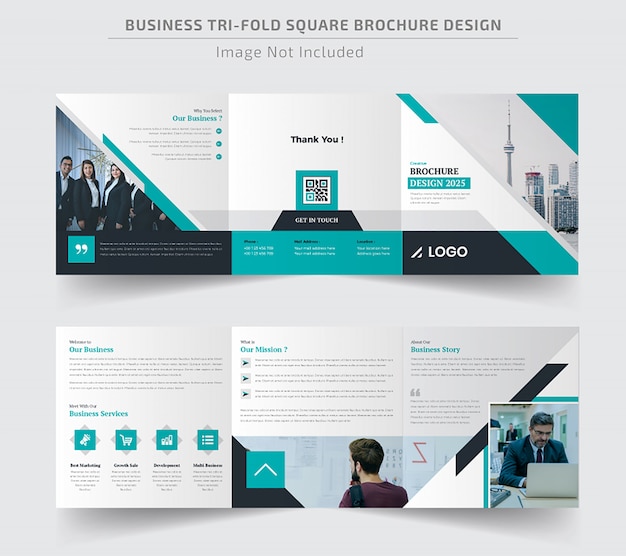 Corporate square trifold brochure template