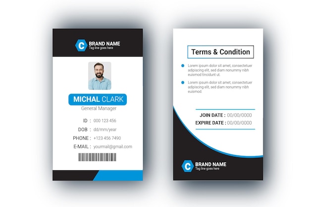 corporate staff employee school id and agency id card design template