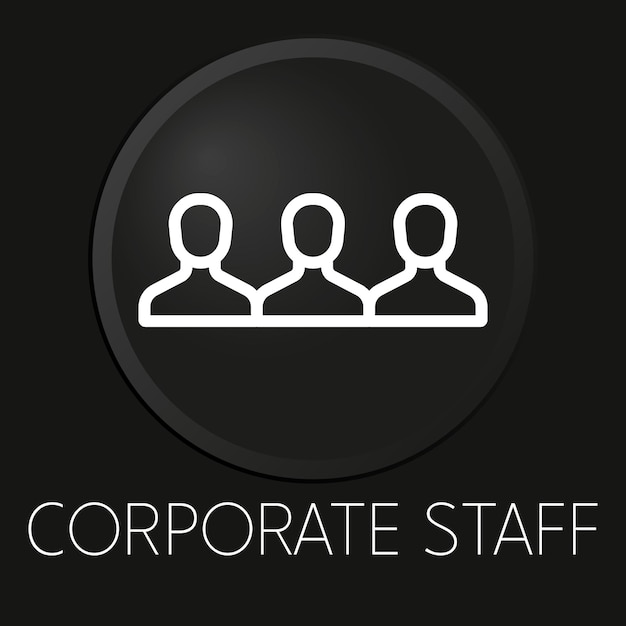 Corporate staff minimal vector line icon on 3D button isolated on black background Premium Vector