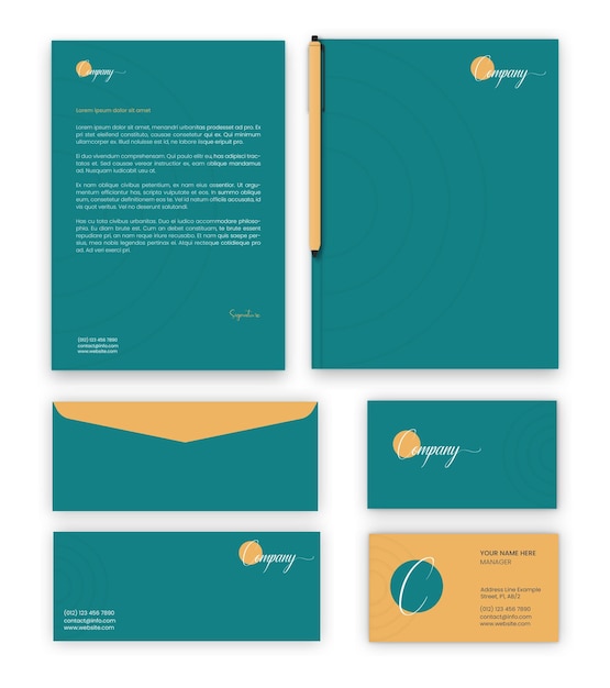 Vector corporate stationery branding design top view vector file