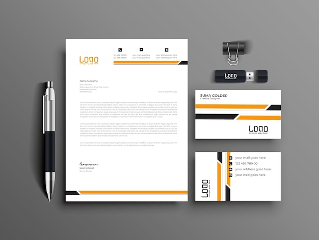 Corporate stationery, orange