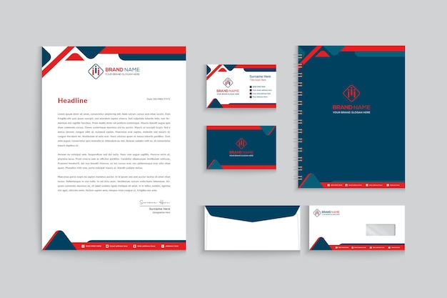 Corporate stationery set with branding template design