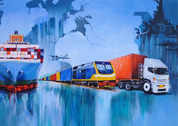 Corporate transportation acrylic painting