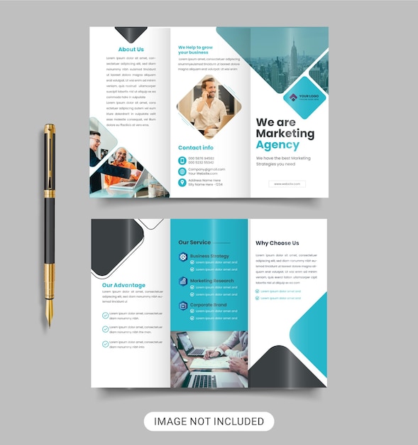 Vector corporate trifold brochure design and template