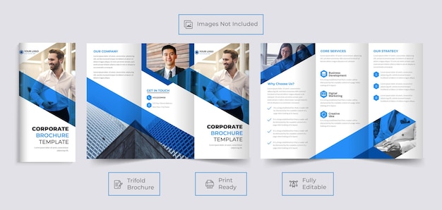 Vector corporate trifold brochure design vector template