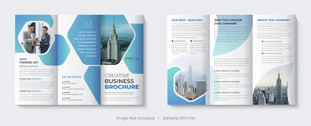 Vector corporate trifold brochure template with company profile cover design for business agency