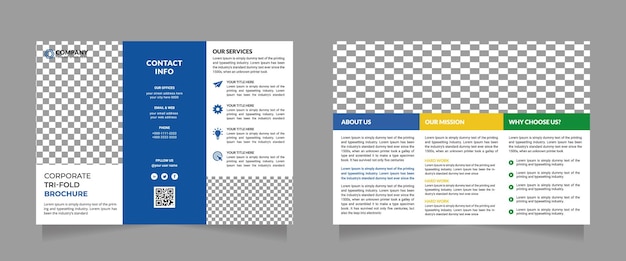 Corporate trifold business brochure design template, modern trifold business brochure.