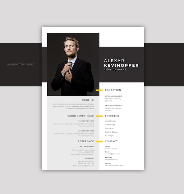 Vector corporate unique and professional resume cv design template