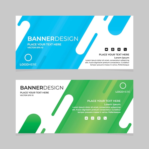 Corporate Web Banner Design Template with Trendy Gradient in Vector Eps 10