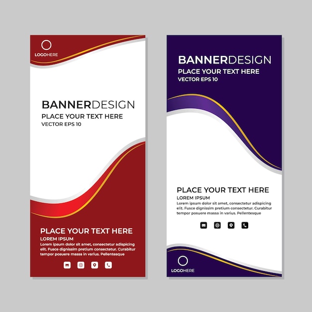 Corporate Web Banner Design Template with Trendy Gradient in Vector Eps 10