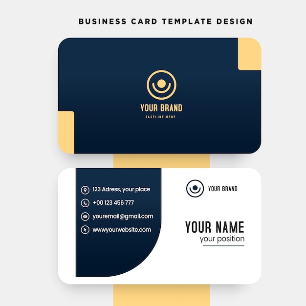 corporate with white and dark navy beground Clean professional business card template