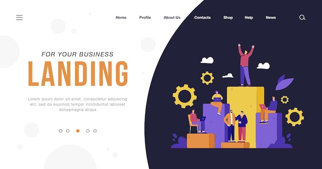 Corporate workers achieving success in business landing page