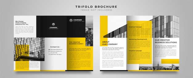 Vector corporate yellow trifold brochure