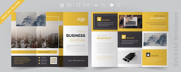 Corporate yellow trifold brochure