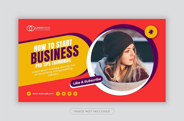 Corporate youtube thumbnail and social media web banner template