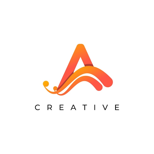 Corporation initial a letter logo with creative swoosh liquid gradient color template element