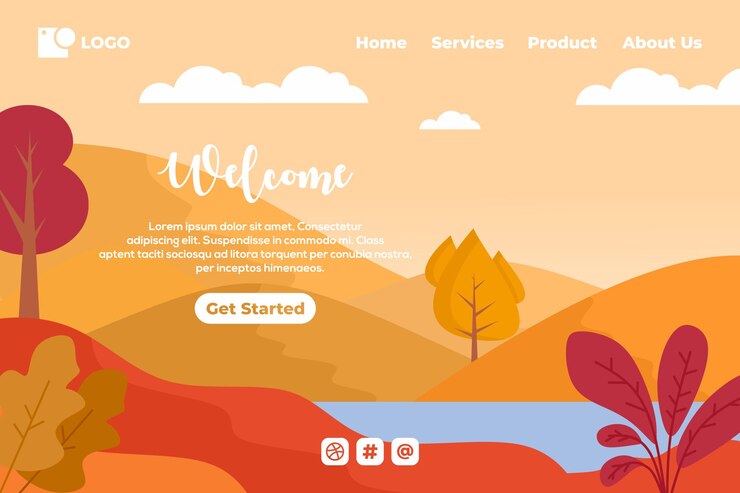 Vector 企業または代理店用のコーポレートランディングページwebテンプレート