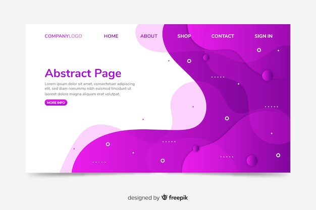 Modello web corporativo di landing page con disegno astratto