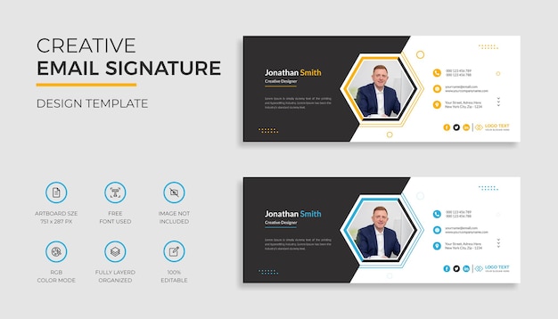 Corporayte business email signature template design or email footer and personal social media cover