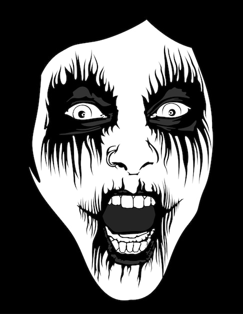 Vector corpse paint makeup als zwart-witte schets