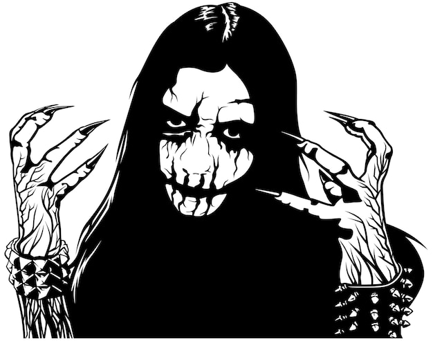 Вектор Макияж corpse paint как черно-белый набросок