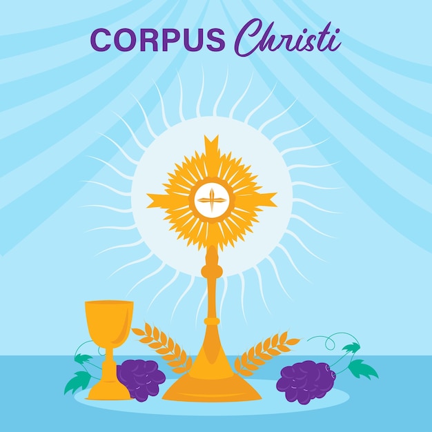 Vector corpus christi holy week celebration illustration for social media post and banner christian