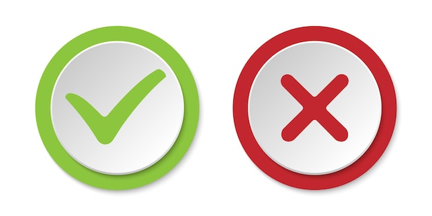 correct and incorrect sign, check mark sticker, vector illustration