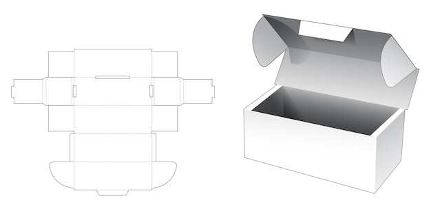 Corrugate flip and locked point box die cut template