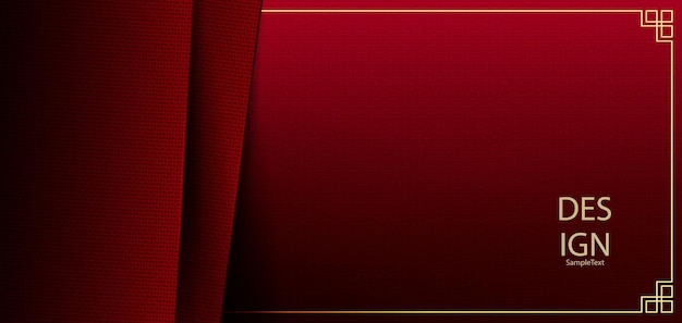 Vector corrugated curtains on a textural red background with a frame