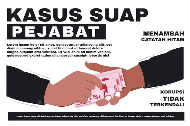 Vector corruption article for indonesian country with local text