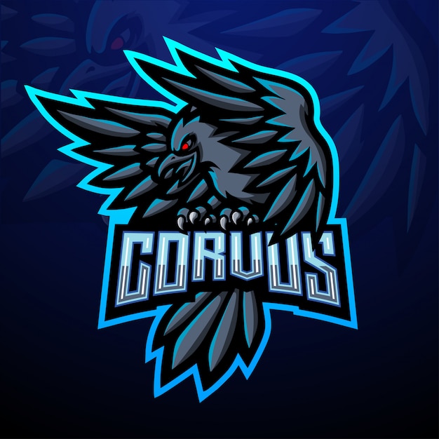 Design della mascotte logo corvus esport