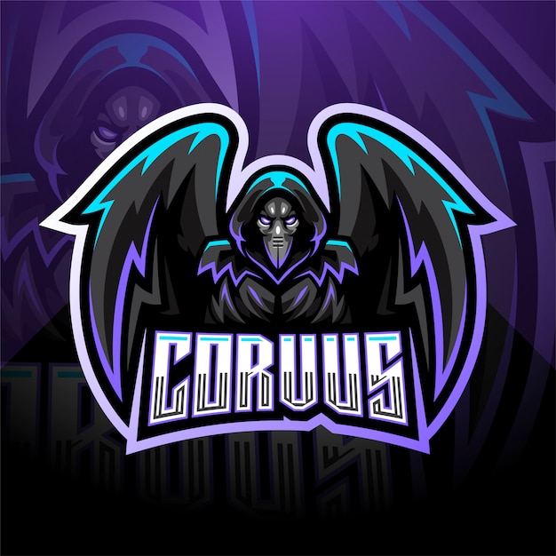 Corvus esportのマスコットのロゴのテンプレート