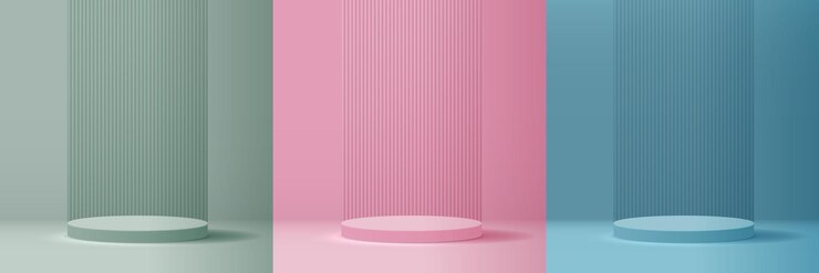 Vector cosmetic background and set premium podium display for product presentation branding and packaging.