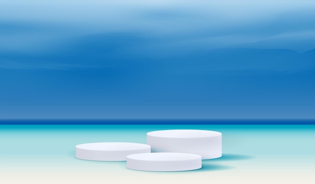 Вектор Косметический пляжный фон и подиум премиум-класса для презентации продукта, брендинга и упаковки