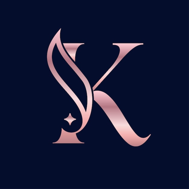 Cosmetic beauty logo brand letter k