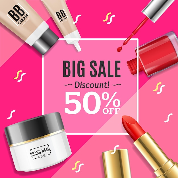 Cosmetic big sale banner banner card vector