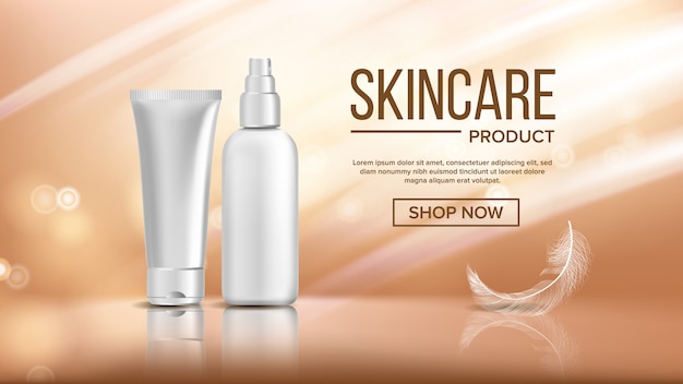 Vector cosmetic bottle advertising banner template
