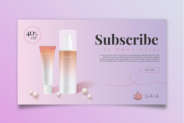 Cosmetic bottle banner template with photo