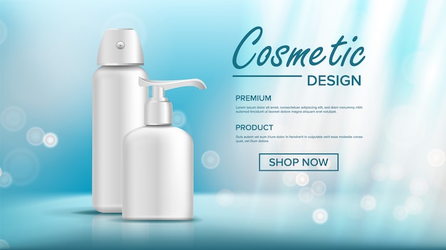 Vector cosmetic bottle banner template