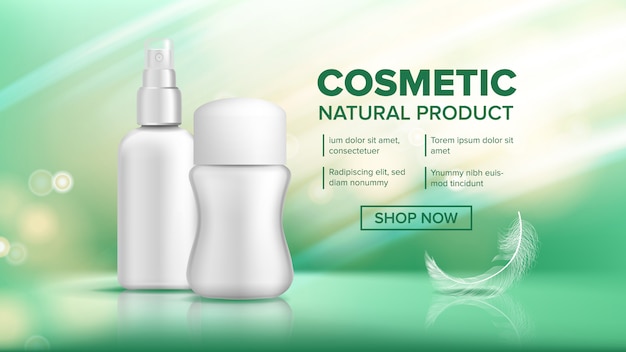 Cosmetic bottle product banner template