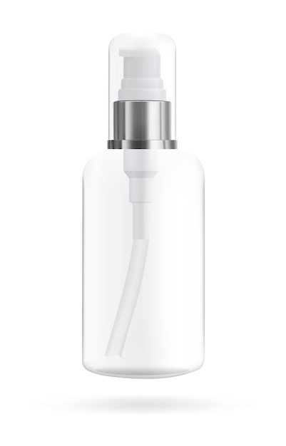 비누와 화장품용 디스펜서가 있는 화장품 병 액체 벡터 3d 포장 모형