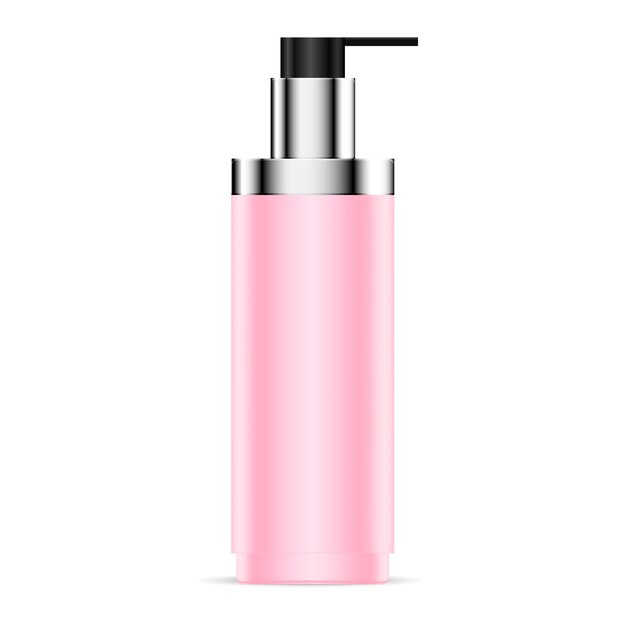 cosmetic bottle with pump dispenser cap. mockup
