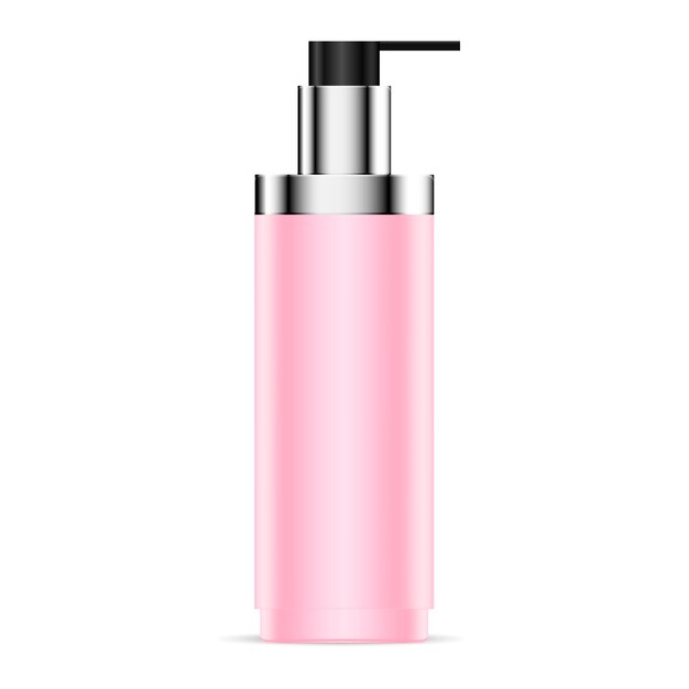 Cosmetic bottle with pump dispenser cap. Mockup