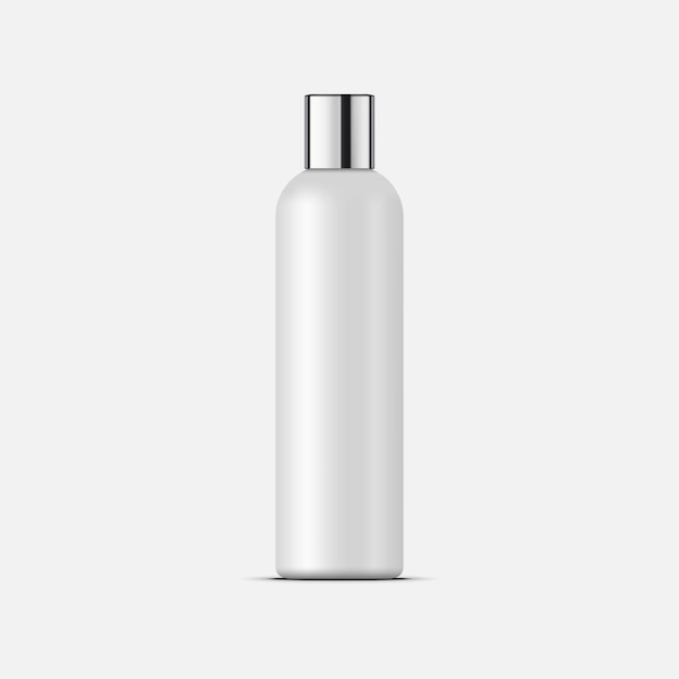 Cosmetic bottle with silver cap.