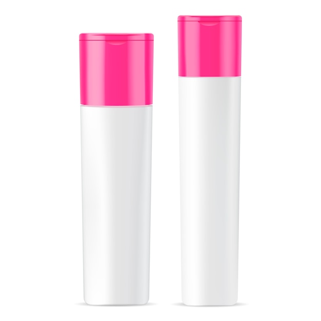 Cosmetic bottles mockup set shampoo