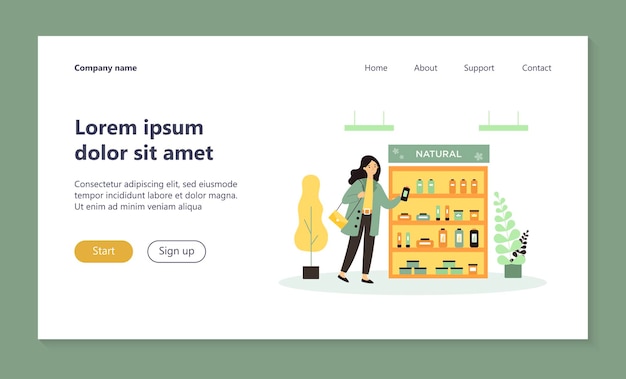 Покупатель косметики выбирает целевую страницу с кремом для ухода за кожей