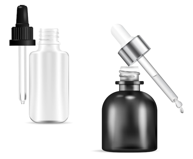 Cosmetic dropper bottle. serum bottles with drop pipette