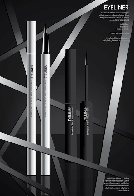 Eyeliner cosmetico con packaging poster design