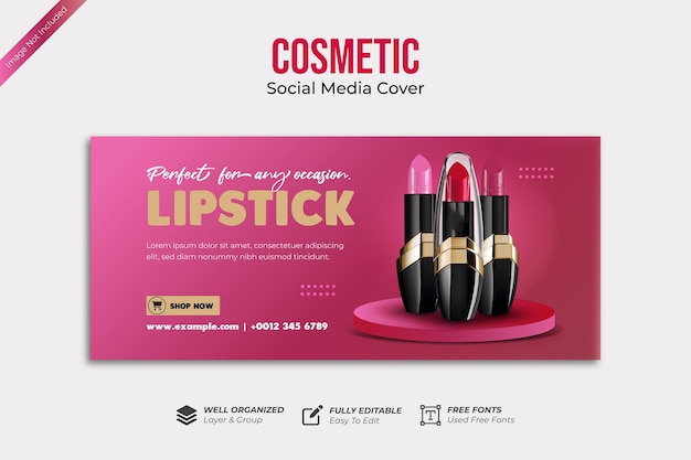 Vector cosmetic facebook cover design template